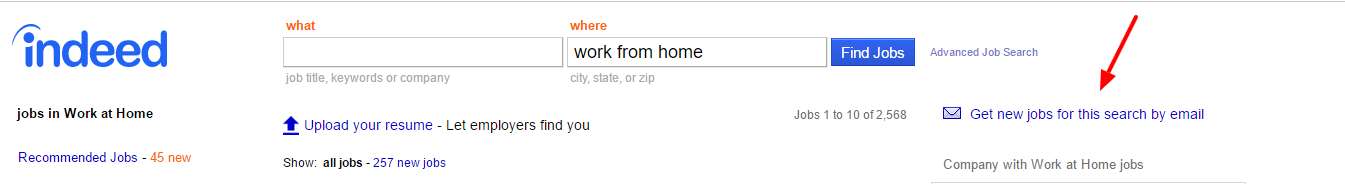 work from home jobs indeed alert