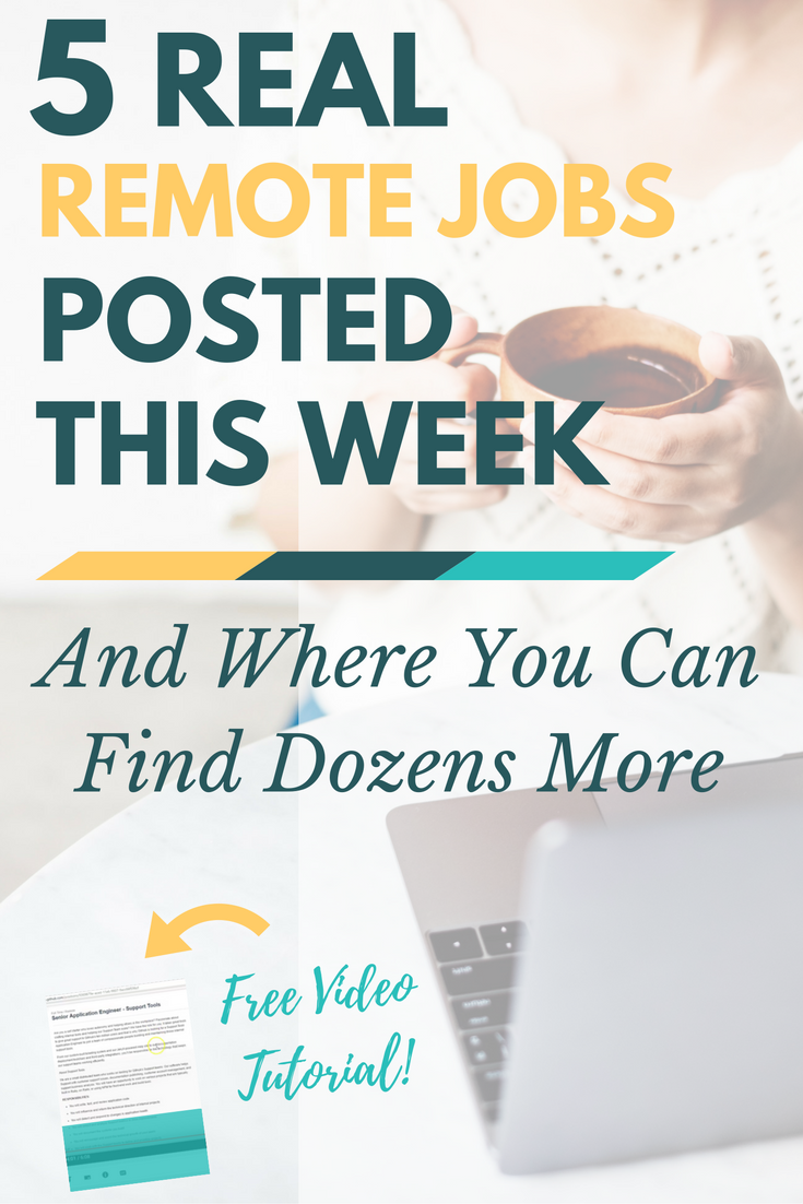 Who's hiring this week? Here are 5 real remote jobs to get you started. Plus, learn where you can find dozens more every day with a free video tutorial. What are you waiting for? Stop searching and start applying -- today!