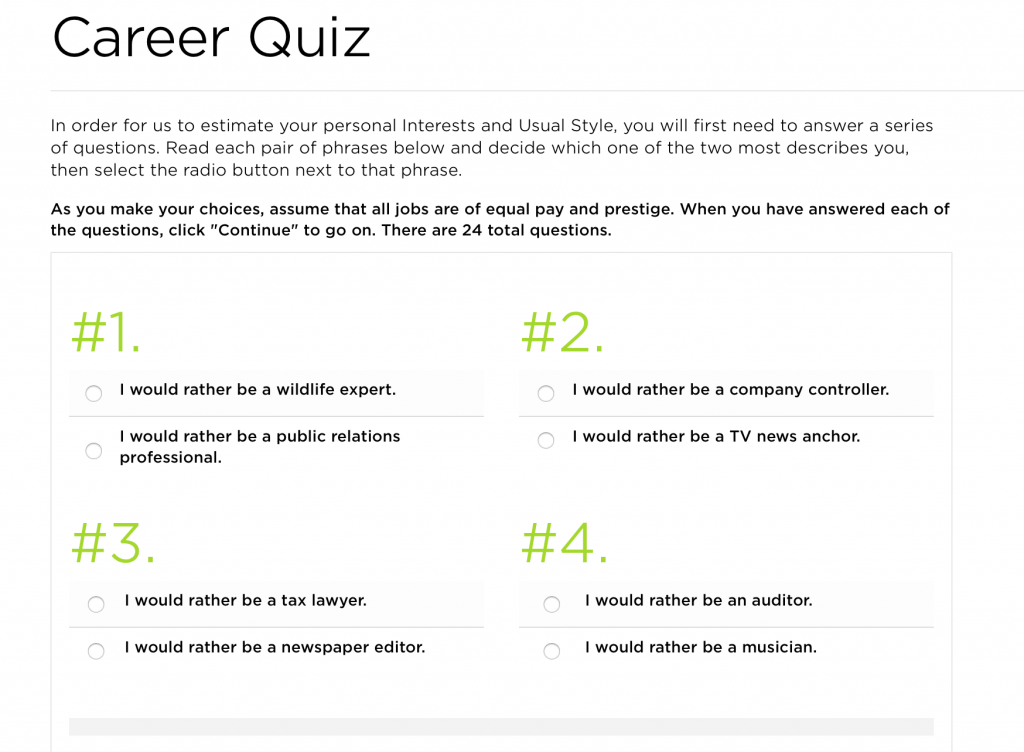 The Princeton Review Career Quiz -- one of the career quizzes you can take to help you find your dream job. 